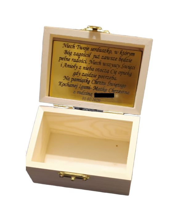 Pudełko na kolczyki biżuterię na Chrzest Święty Roczek urodziny imieniny z grawerem