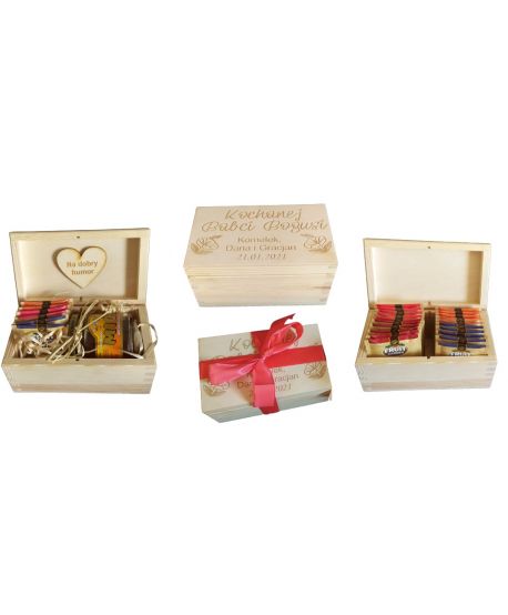 Herbaciarka zestaw prezentowy prezent dla Babci i Dziadka Dziadków personalizowana szkatułka