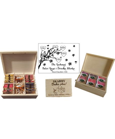 Herbaciarka zestaw prezentowy prezent dla Babci i Dziadka Dziadków personalizowana szkatułka 6