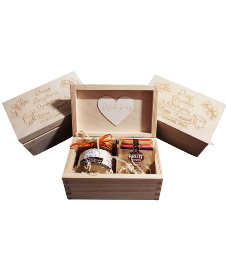 Podziękowanie Dla Rodziców Chrzestnych Dziadków Świadków Ślub zestaw personalizowana szkatułka
