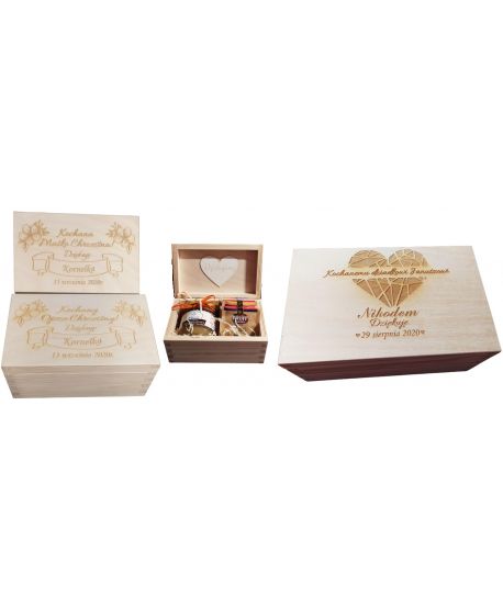 Podziękowanie Dla Rodziców Chrzestnych Dziadków Świadków Chrzest Święty zestaw personalizowana szkatułka z herbatą i miodem