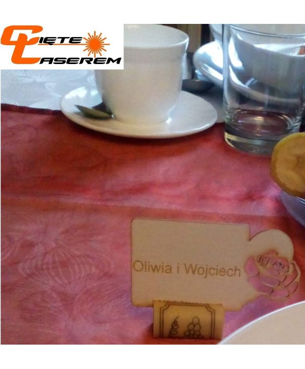 Sklejka winietka 1 wizytówki na stół wesele Komunię urodziny Sklejka winietka 1 wizytówki na stół wesele Komunię urodziny