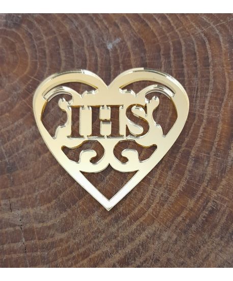 Serce IHS hostia złote do aniołka ze sznurka makrama pleksi plexi lustrzane
