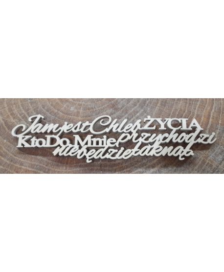 Drewniany napis komunijny Jam jest Chleb życia ramki anioła 4 cm decoupage aniołka