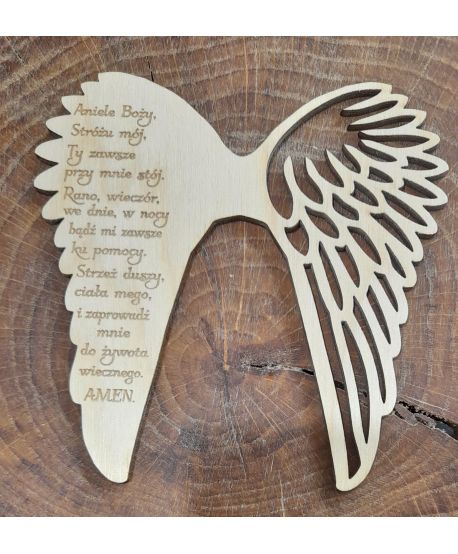 Drewniane  skrzydła skrzydełka 12cm Aniele Boży ażurowe do anioła z makramy baza