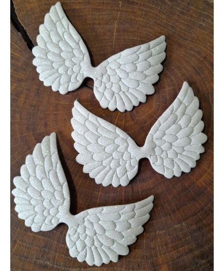 Białe brokatowe 8,5cm  skrzydła skrzydełka do anioła z makramy ze sznurka