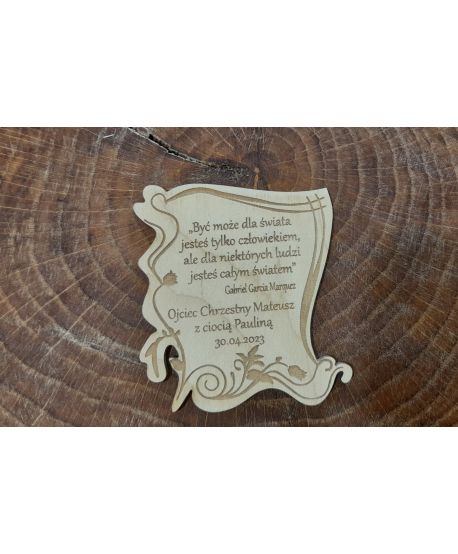 Drewniana tabliczka kartka mała do ramki aniołka makrama