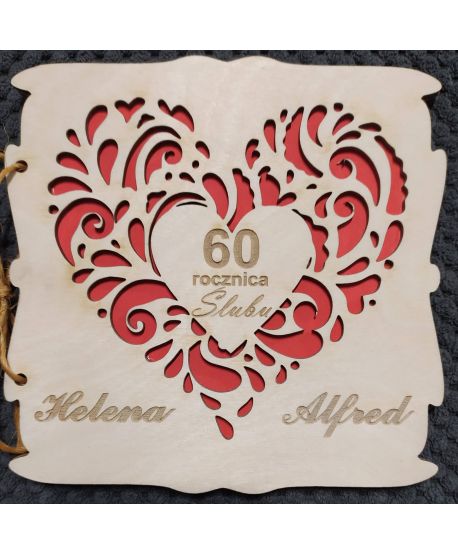 Drewniana kartka 10 15 20 25 50 60 ROCZNICA ŚLUBU życzeniami PREZENT UPOMINEK na ślub na pieniądze koperta złota