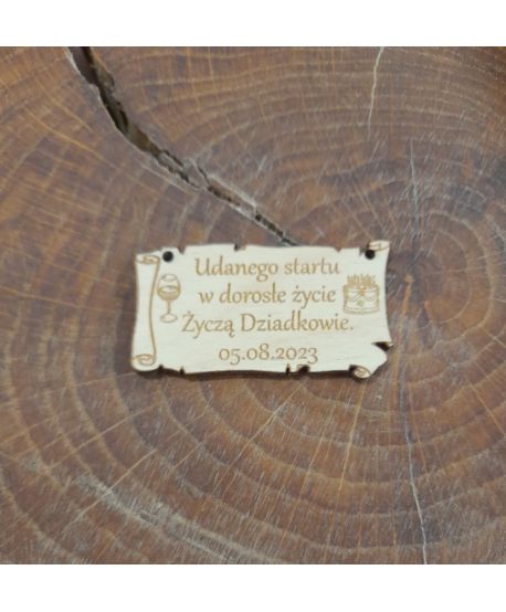 Drewniana tabliczka ŻYCZENIA do ramki prac z makramy aniołka makrama