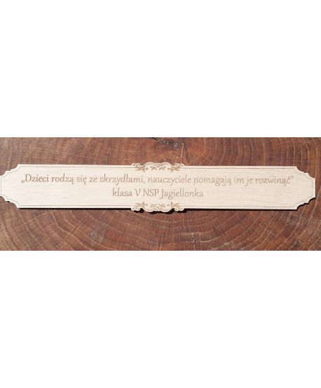 Drewniana tabliczka Dla NAUCZYCIELA  ŻYCZENIA cytat  do ramki 25 prac z makramy aniołka makrama