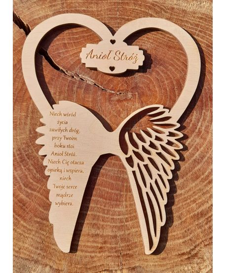 Obręcz ze skrzydełkami Anioł Stróż modlitwa Niech wśród życia zawiłych dróg komunijna chrzest dowolny napis aniołka makramy