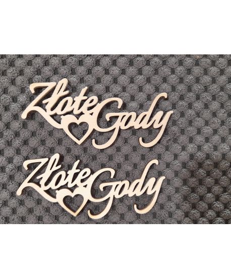 Drewniany napis Złote Gody mały 4 cm do ramki makramy dekor