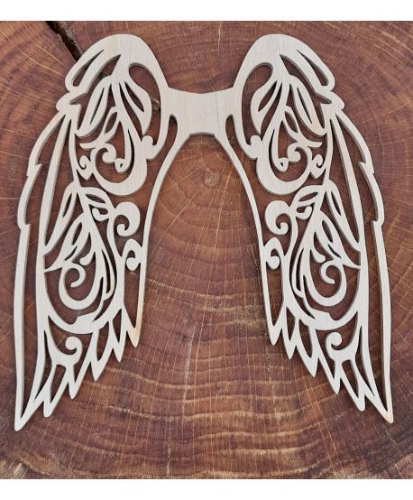 Drewniane  skrzydła skrzydełka ażurowe do anioła z makramy motyw liście gałązki