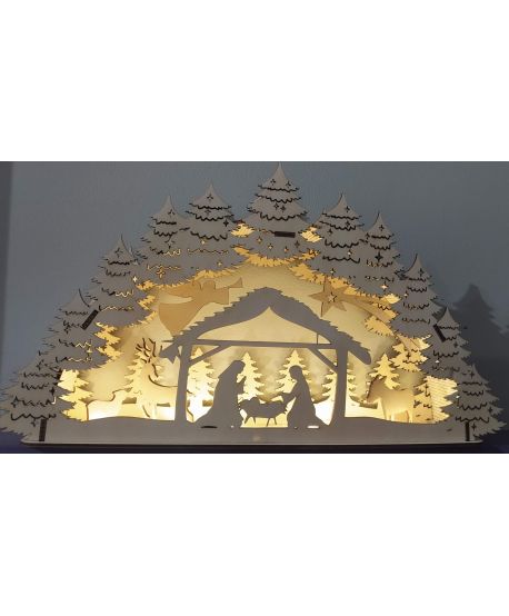 Drewniana Szopka podświetlana betlejemska Bożonarodzeniowa dekoracja stajenka - LED