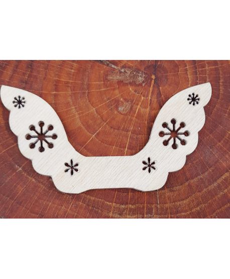 Drewniane  skrzydła skrzydełka świąteczne ze śnieżynkami 10 cm ażurowe do anioła  z makramy baza makramowych szydełkowych