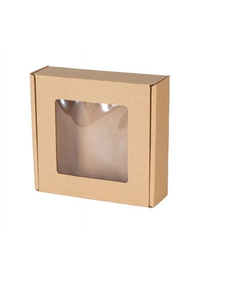Karton fasonowy klapowy 13 cm x 13 cm x 4 cm z okienkiem