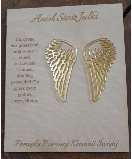Tabliczka baza ramka do aniołka ze skrzydełkami makrama Pamiątka Komunii Świętej personalizowana