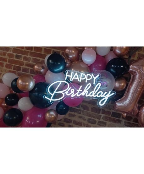 Wypożyczalnia Podświetlany npis urodzinowy okrągłe urodziny LEDON Happy Birthday Neonowe Żarówkowe na wynajem