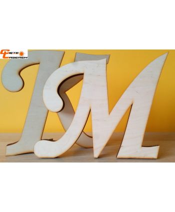 Drewniane litery inicjały do postawienia 3D ciekawy wzór 25 cm