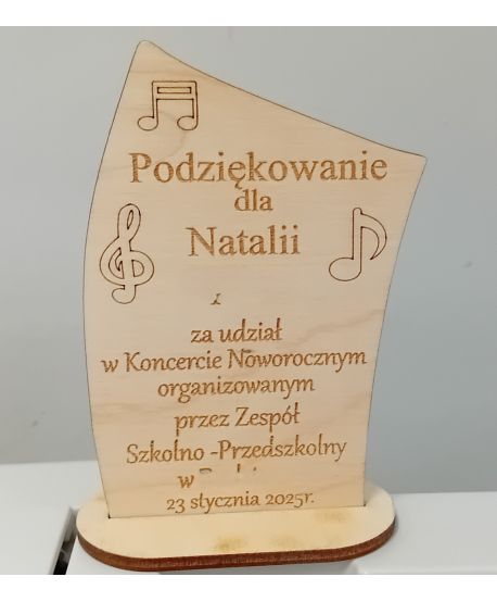Statuetka Pamiątka Podziękowanie za udział występ w koncercie zawodach dla dziecka ucznia ukończenia przedszkola szkoły klasy