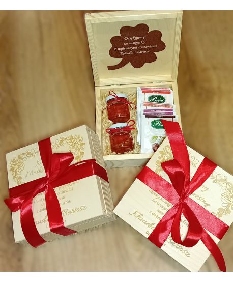 Podziękowanie Dla Rodziców Chrzestnych Dziadków Pradziadków Ślub wesele zestaw upominek personalizowana życzeniami