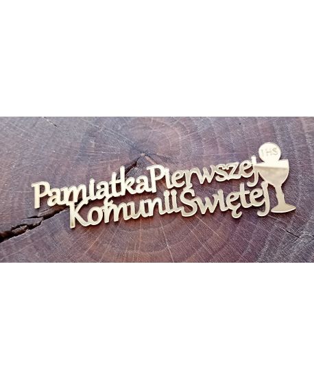 Złoty napis Pamiątka Pierwszej Komunii Świętej mały 10,5cm 3cm ramki  prezentu anioła