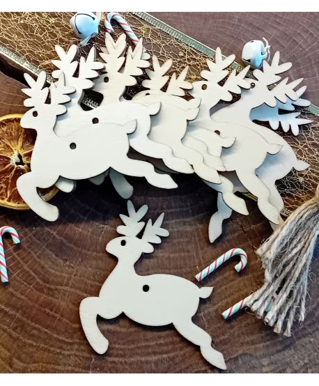 Renifer drewniany do malowania półprodukt decoupage warsztaty rękodzielnicze święta 8 cm zestaw 10 sztuk