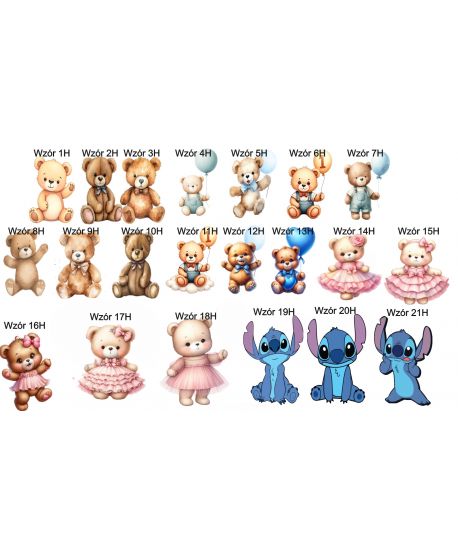 Dekoracje wielkoformatowe miś STICH, balony wzory dla dziewczynki chłopca ścianka balonowa XXL 90cm