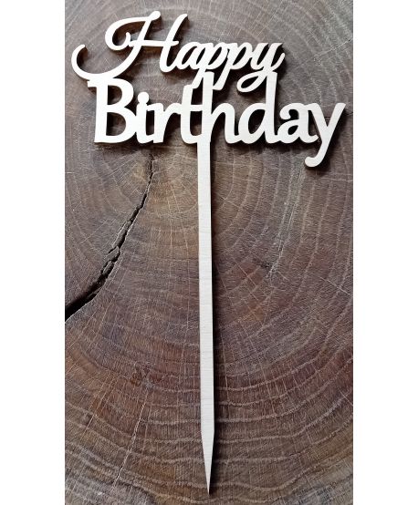 Topper pik Happy Birthday drewniany napis