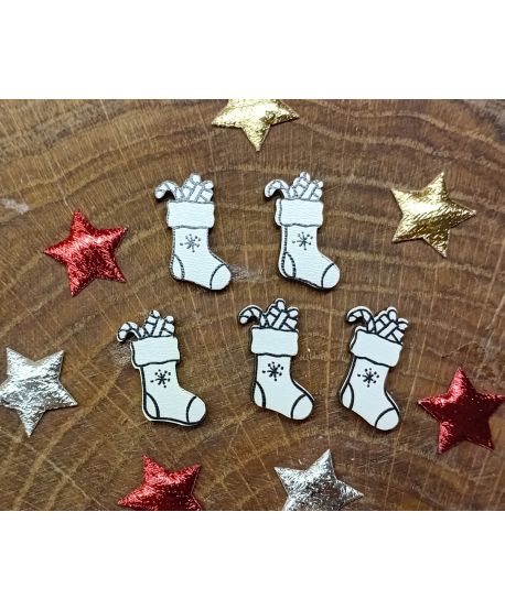 Scrapka scrapki na Boże Narodzenie z HDF 2,5cm  zestaw 5 sztuk but Mikołaja do rączki rączek aniołków