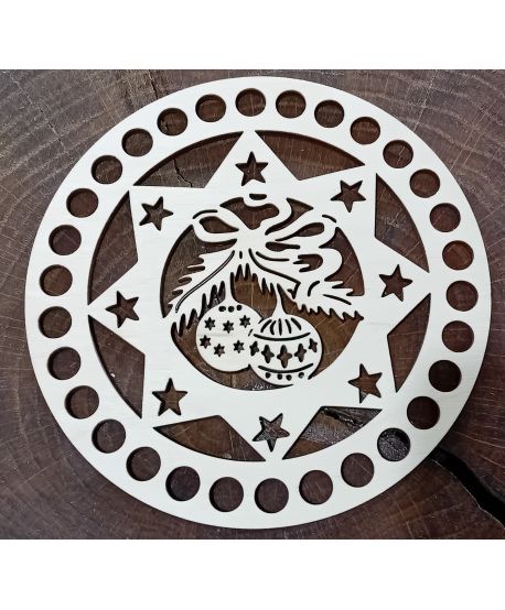 Baza drewniana zawieszka świąteczna Mikołaj Bałwan okrągła do koszyka szydełkowania ze sznurka 15 cm