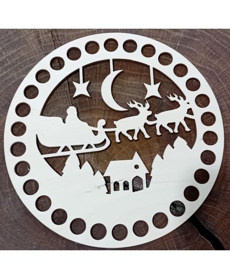 Baza drewniana zawieszka świąteczna Mikołaj Bałwan okrągła do koszyka szydełkowania ze sznurka 15 cm