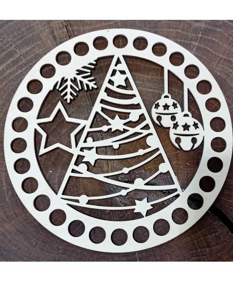 Baza drewniana zawieszka świąteczna Mikołaj Bałwan okrągła do koszyka szydełkowania ze sznurka 15 cm