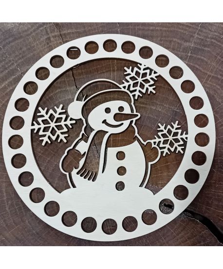 Baza drewniana zawieszka świąteczna Aniołek śnieżynka okrągła do koszyka szydełkowania ze sznurka 15 cm