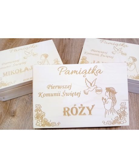 Szkatułka z Biblią Pismem Świętym prezent komunijny na Pierwszą Komunię Świętą Pismo Święte Biblia zestaw