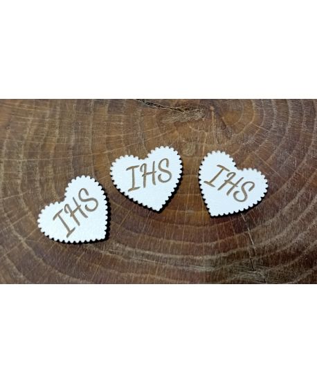 SCRAPKI Białe ażurowe serce Komunia IHS 3 cm 3 szt Dodatek do makramy