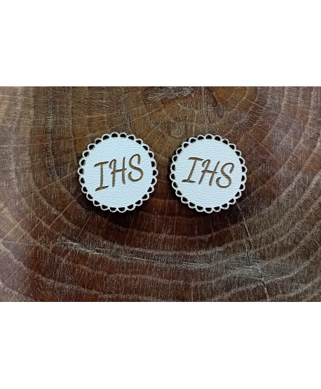 SCRAPKI Białe ażurowe koło Komunia IHS 3 cm 3 szt Dodatek do makramy