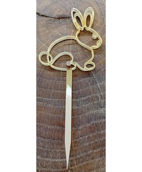 Topper PIK złoty na tort babeczki wielkanocne zając zajączek dekoracja z akrylu złoty lustro lustrzany plexi