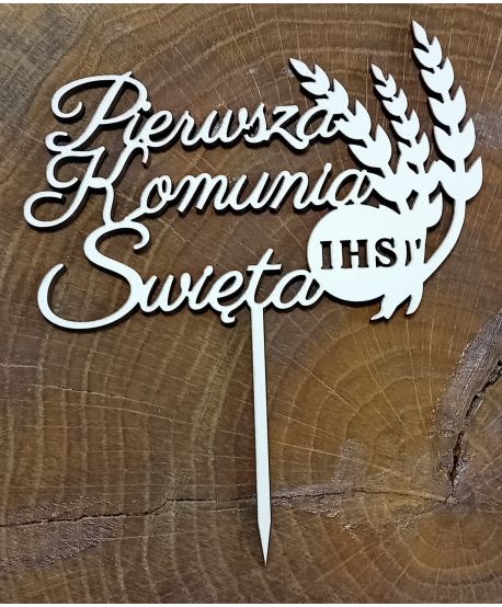 Topper PIK Pierwsza Komunia Świeta  kielich dekoracja biały na tort komunijny