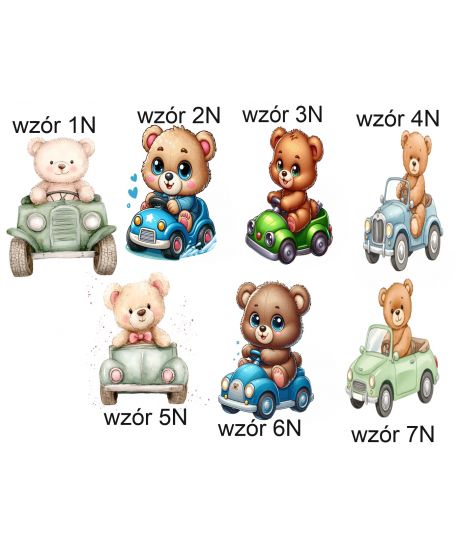 Dekoracje dekoracja wielkoformatowe miś w niebieskim zielonym autku aucie chłopca dekoracja duża 90 cm