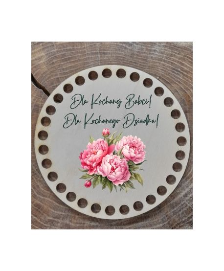 Baza do koszyka szydełko kolorowa Podkładka zawieszka szydełkowa na Dzień Babci Dziadka Dziadków nadruk UV