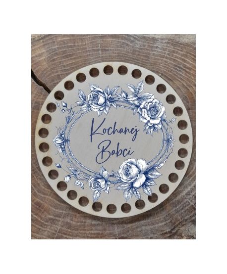 Baza do koszyka szydełko kolorowa Podkładka zawieszka szydełkowa na Dzień Babci Dziadka Dziadków nadruk UV