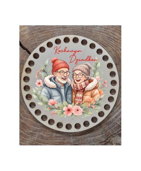 Baza do koszyka szydełko kolorowa Podkładka zawieszka szydełkowa na Dzień Babci Dziadka Dziadków nadruk UV