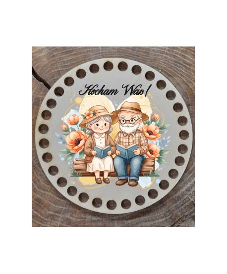 Baza do koszyka szydełko kolorowa Podkładka zawieszka szydełkowa na Dzień Babci Dziadka Dziadków nadruk UV