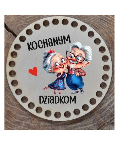 Baza do koszyka szydełko kolorowa Podkładka zawieszka szydełkowa na Dzień Babci Dziadka Dziadków nadruk UV