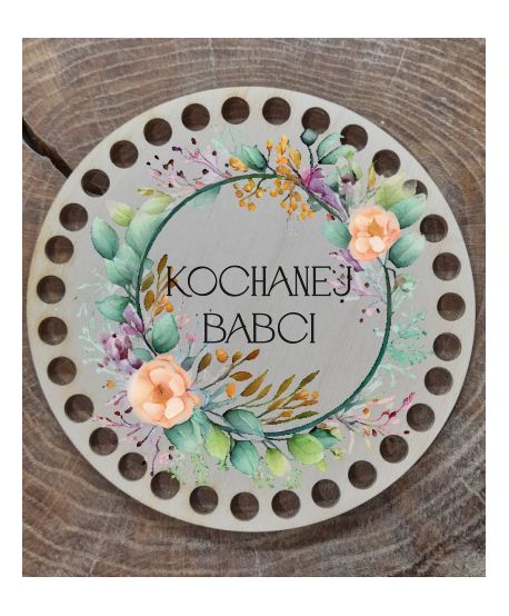 Baza do koszyka szydełko kolorowa Podkładka zawieszka szydełkowa na Dzień Babci Dziadka Dziadków nadruk UV