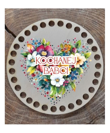 Baza do koszyka szydełko kolorowa Podkładka zawieszka szydełkowa na Dzień Babci Dziadka Dziadków nadruk UV
