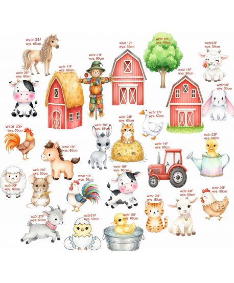 Dekoracje dekoracja wielkoformatowe FARMA KROWA KOŃ zwierzęta wiejskie wieś  kot traktor dla dzieci Ścianka