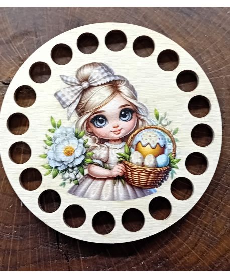 Baza do koszyka szydełko kolorowa Podkładka zawieszka szydełkowa Wielkanoc wiosna nadruk UV