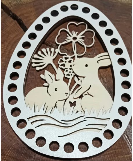 Baza do szydełkowania wielkanocna Zając zajączek ażurowa kwiaty 20 cm